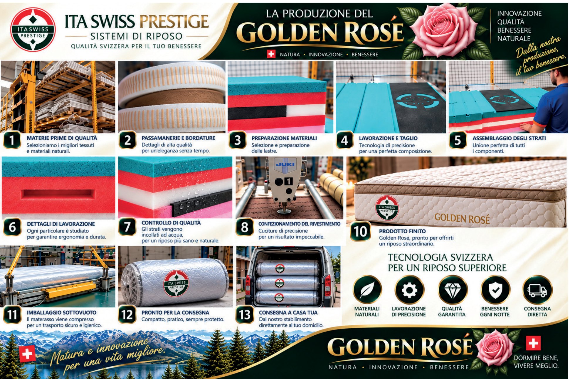 Le fasi di produzione del materasso Golden Rosè