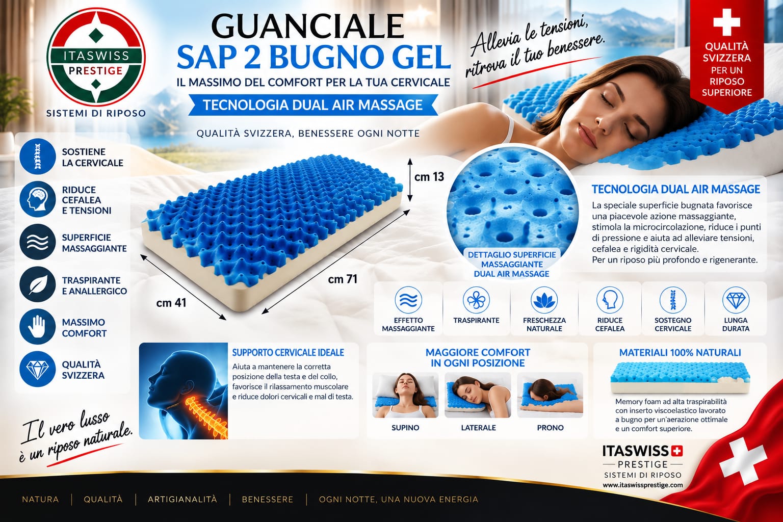 Guanciale Sap 2 Bugno Gel con tecnologia Dual Air Massage
