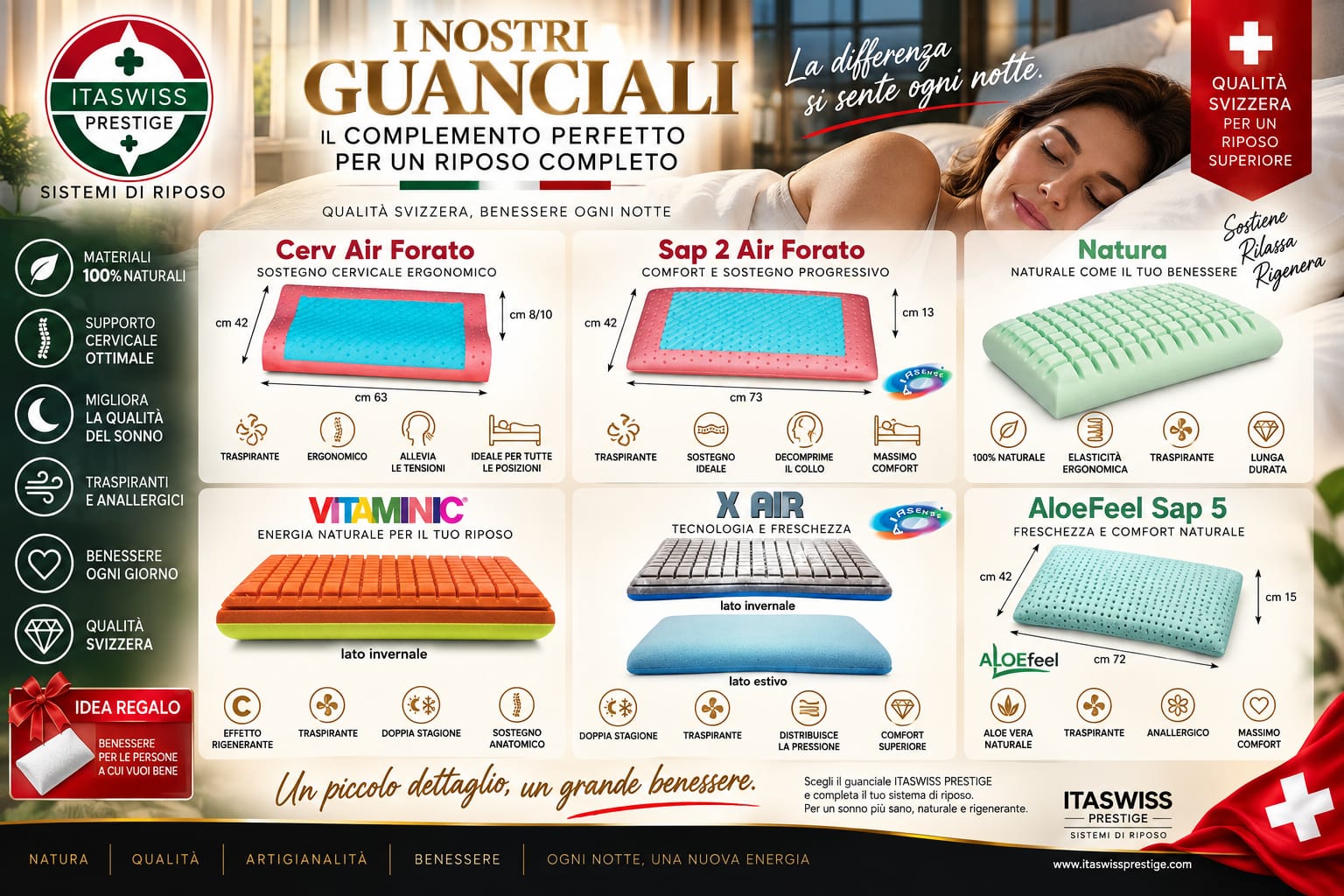 I nostri guanciali ITA Swiss Prestige: la collezione completa